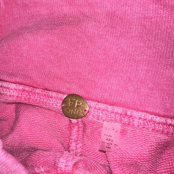 FREE PEOPLE 💕 High Waist Pink Cotton Jogger Beach Pants with Ankle Ties Women XS - Picture 6 of 15